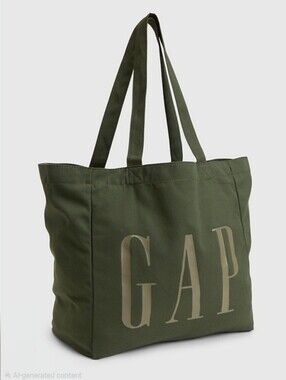 GAP Olive Logo Canvas Tote in Deep Green